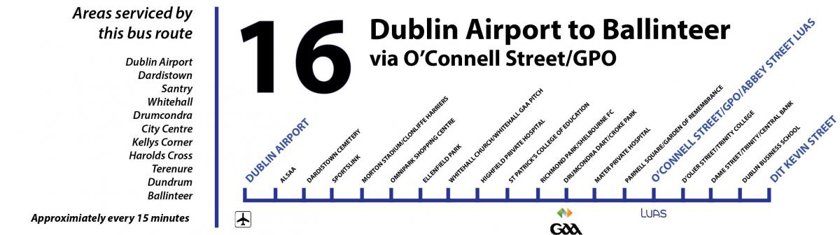 autobus 16 Dublin na karti