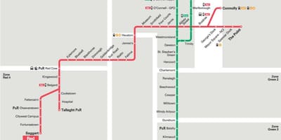 Dublin Луас crvena linija karti
